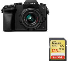 PANASONIC Lumix DMC-G7EB-K Compact System Camera with S Zoom Lens & Memory Card Bundle
